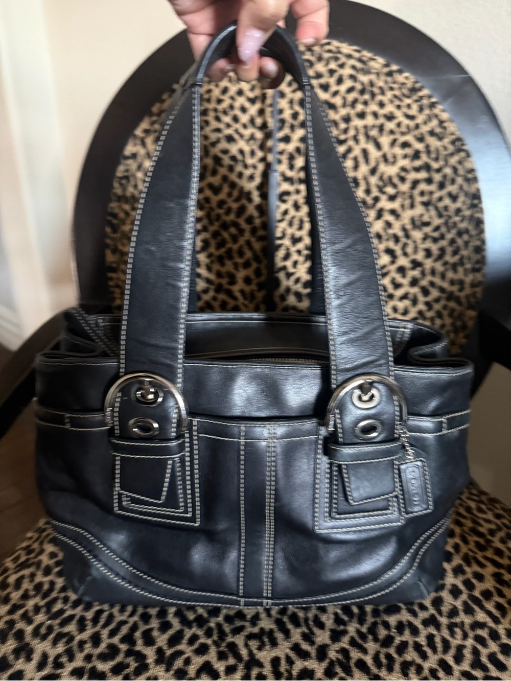 Y2K vintage Coach soho carryall satchel with contrast Stitching